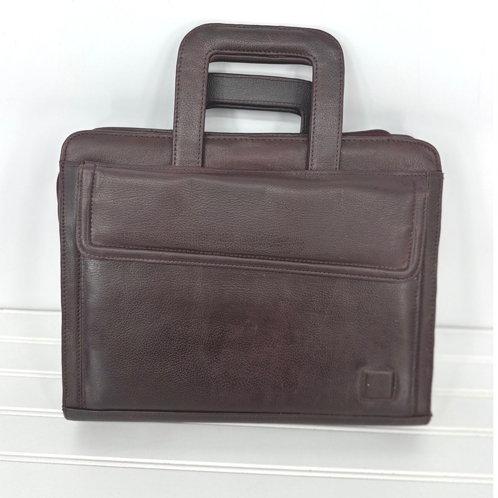 Vintage Portfolio Briefcase Brown Leather Organizer Professional 3 Ring Binder